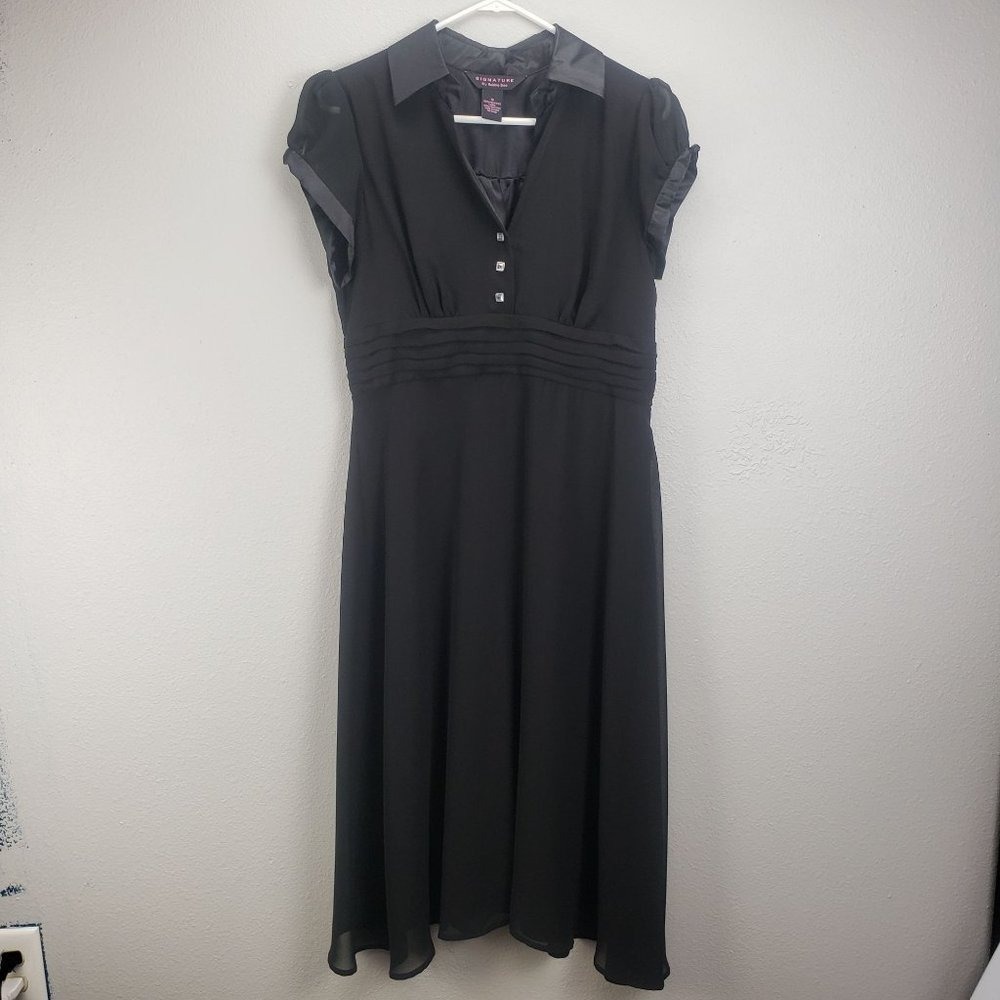 Robbie Bee Women's 10 Short Sleeve Black Collar‎ Dress Wednesday Addams Gothic